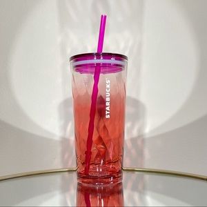 Starbucks New Pink Purple Twisted Glass Tumbler